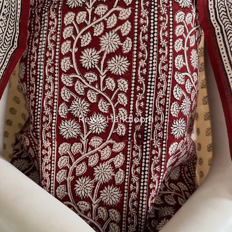 Maroon-White Bagh Print Cotton Suit BGCSJ074