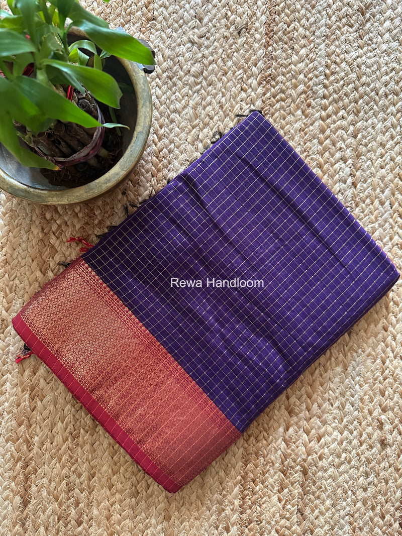 Maheshwari Violet Zari Checks Saree ZCHX473 