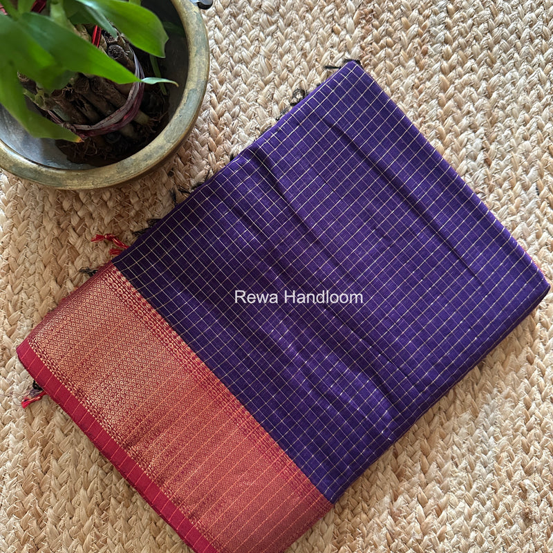 Maheshwari Violet Zari Checks Saree ZCHX473 