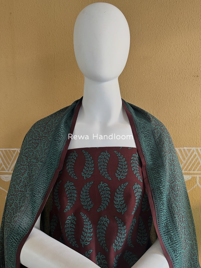 Maroon-Green Bagh Print Cotton Suit BGCSJ070
