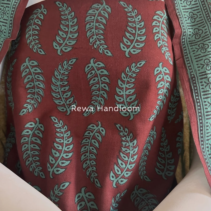 Maroon-Green Bagh Print Cotton Suit BGCSJ070