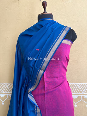 Maheshwari Megenta-Royal Blue Peacock Buta-Buti Top-Dupatta Set BTP0219