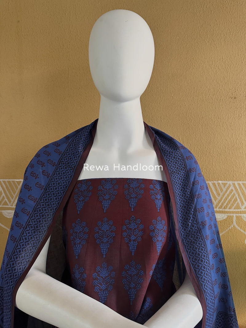 Red-Blue Bagh Print Cotton Suit BGCSJ069