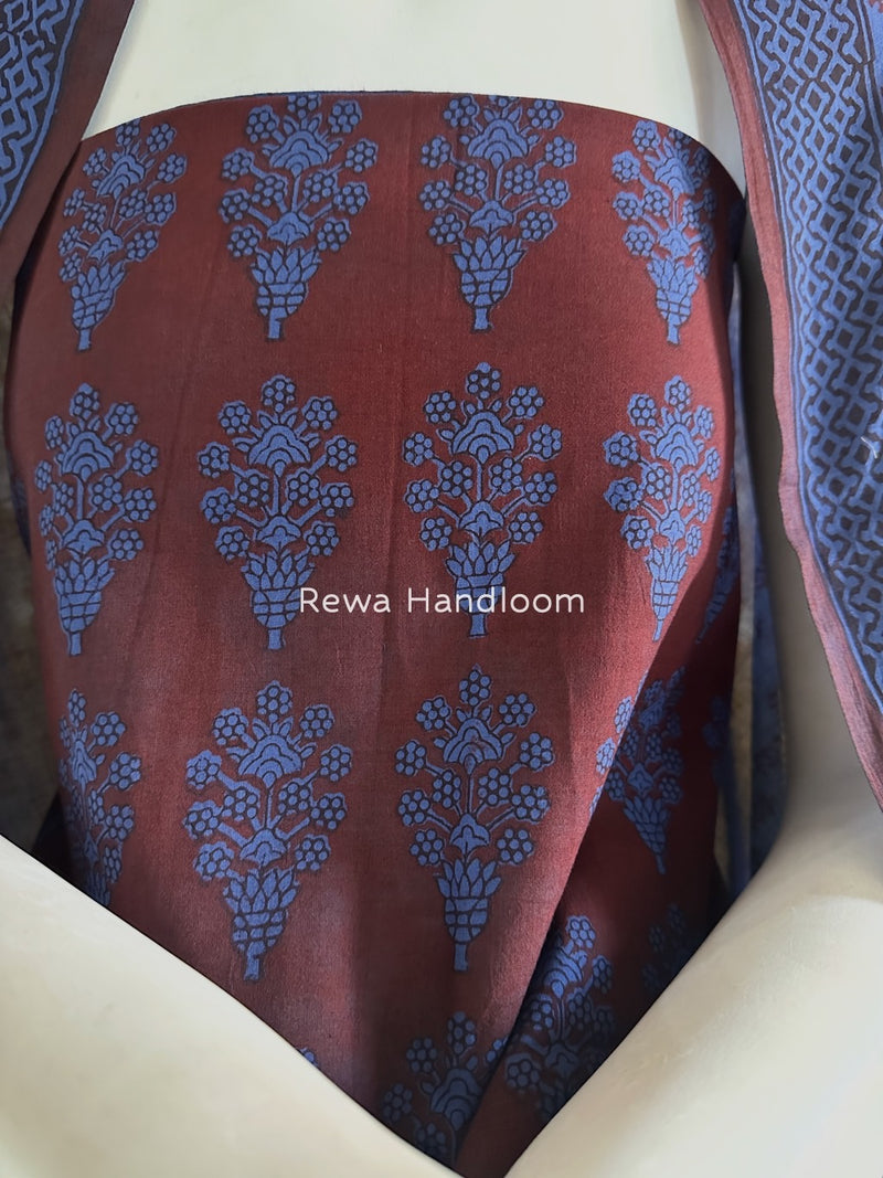 Red-Blue Bagh Print Cotton Suit BGCSJ069