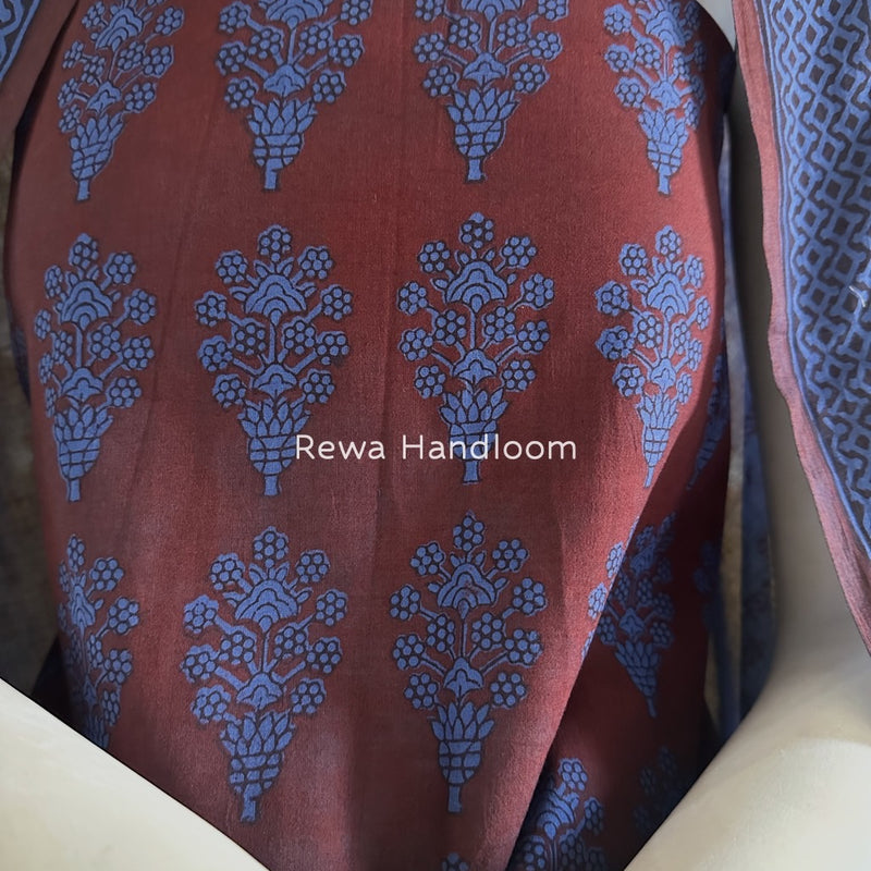 Red-Blue Bagh Print Cotton Suit BGCSJ069