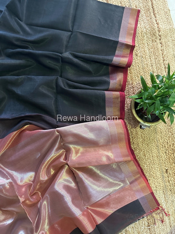 Maheshwari Silver Golden Saree