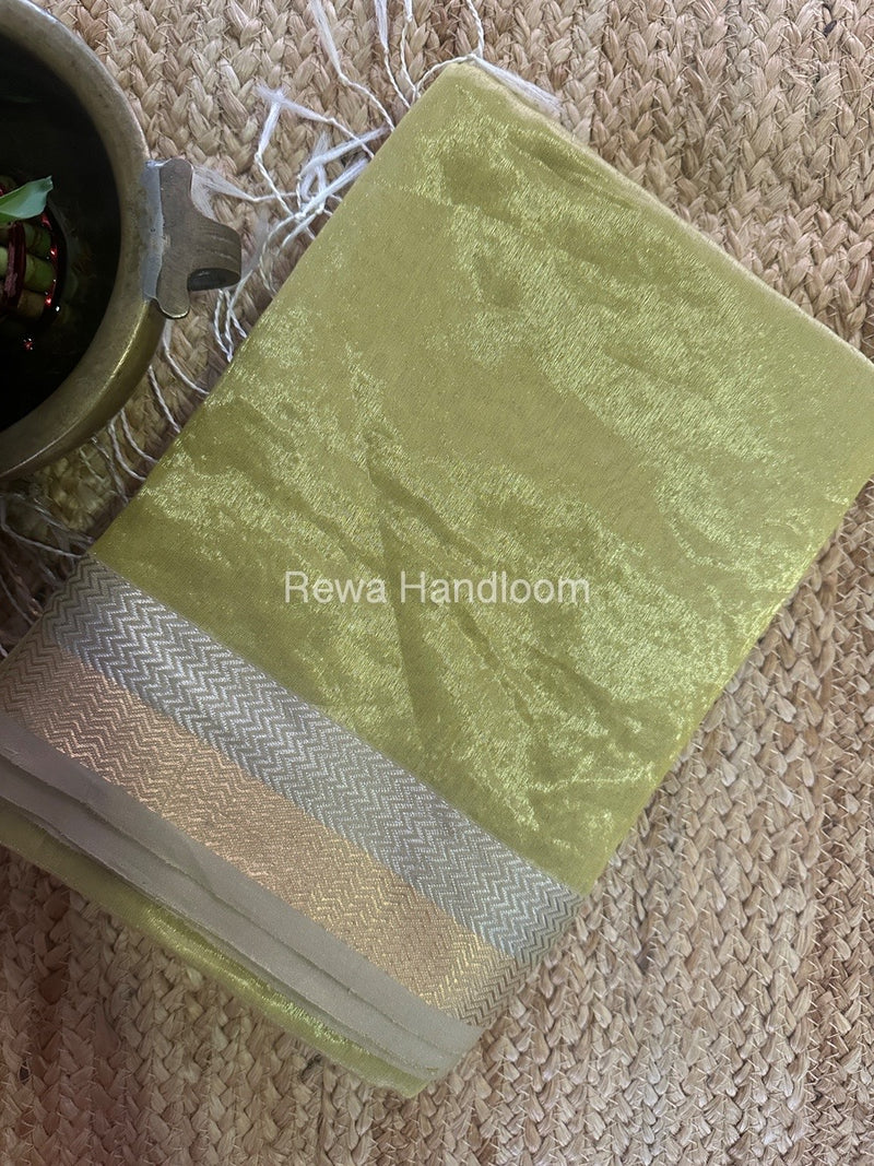 Maheshwari Golden Yellow Silver Golden Saree TSGS05