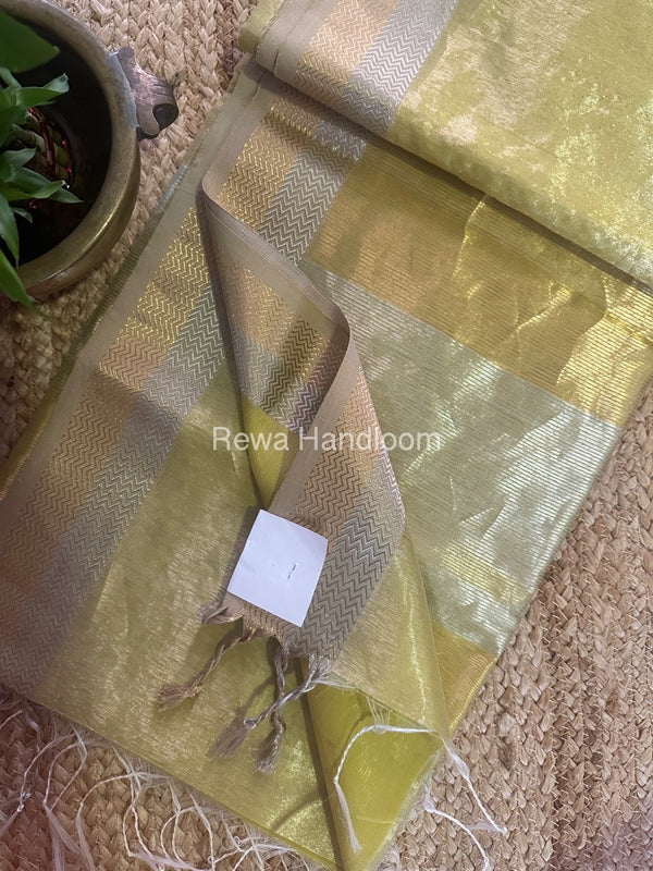 Maheshwari Golden Yellow Silver Golden Saree TSGS05