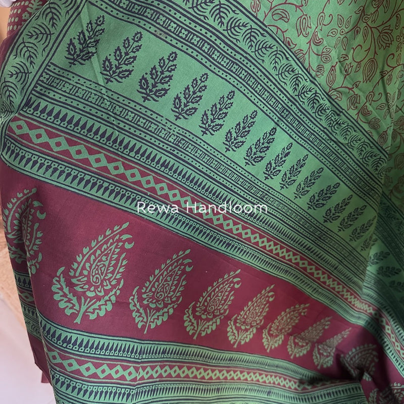 Maroon-Green Bagh Print Cotton Suit BGCSJ0134