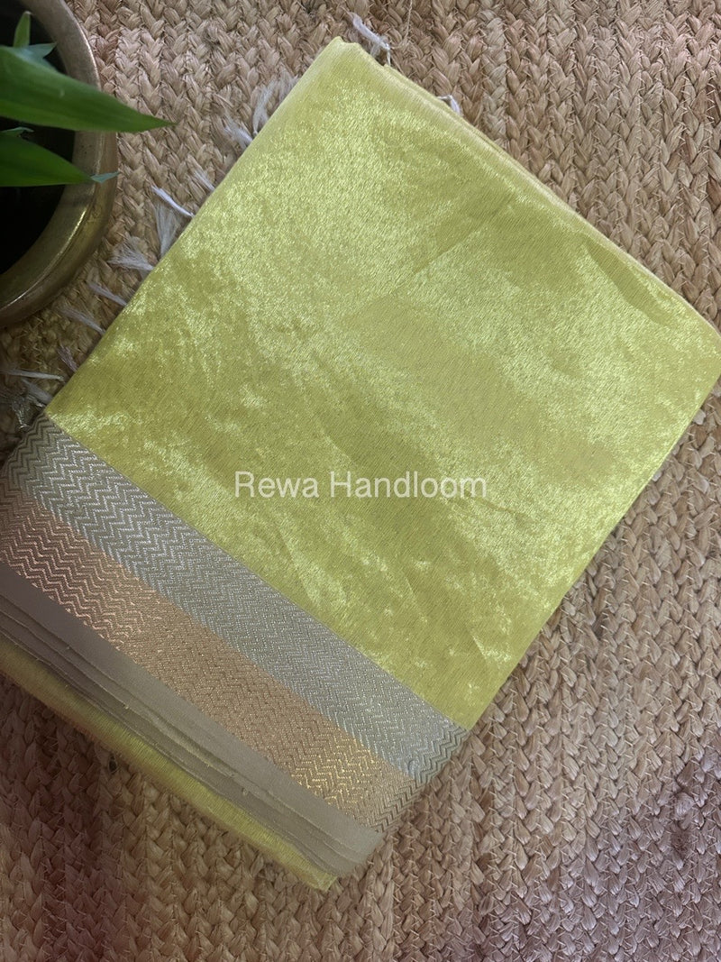 Maheshwari Yellow Silver Golden Saree TSGS03