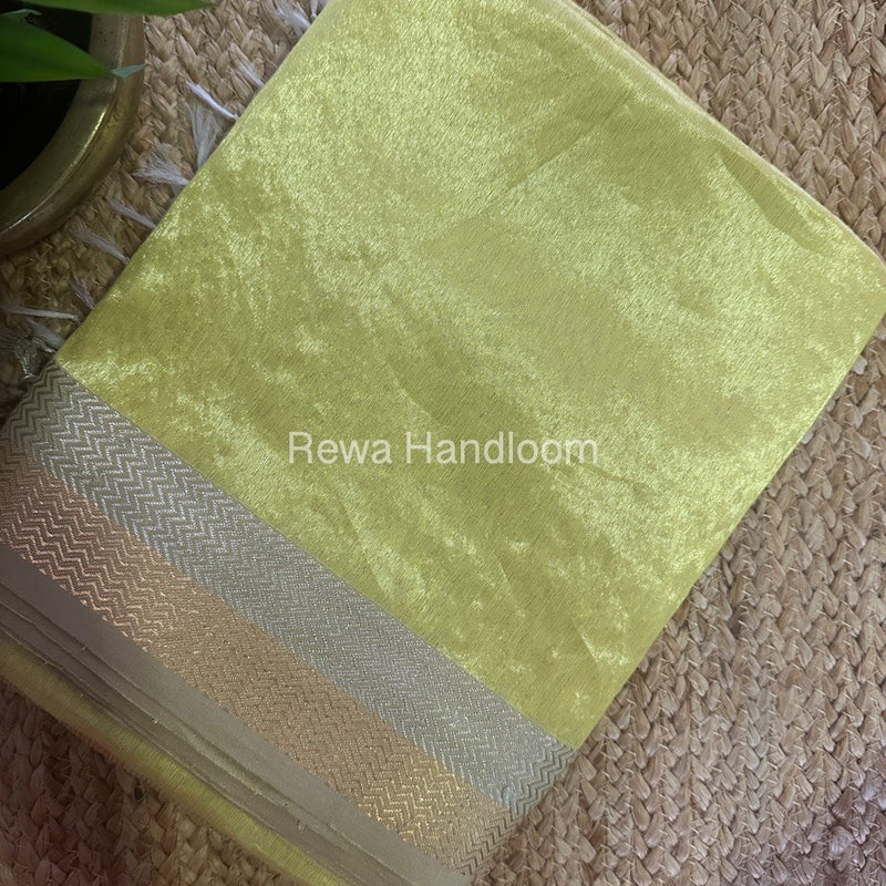 Maheshwari Yellow Silver Golden Saree TSGS03