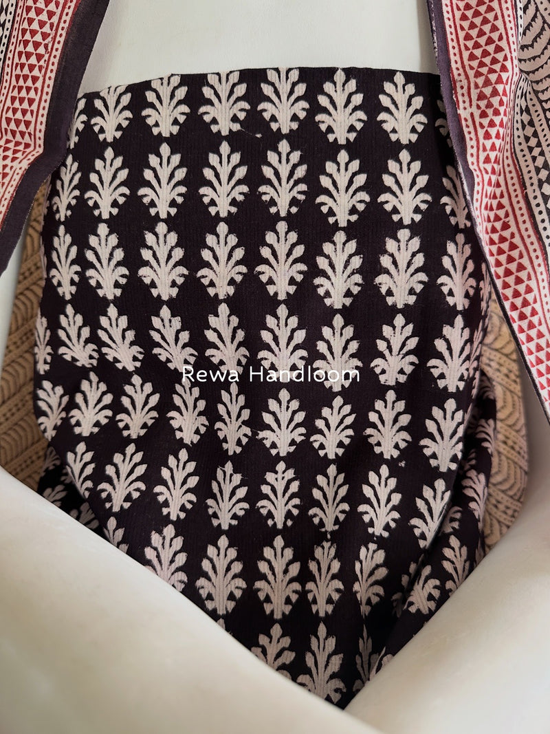 Black-White Bagh Print Cotton Suit BCSP099