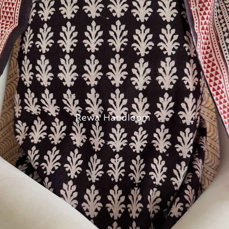Black-White Bagh Print Cotton Suit BCSP099