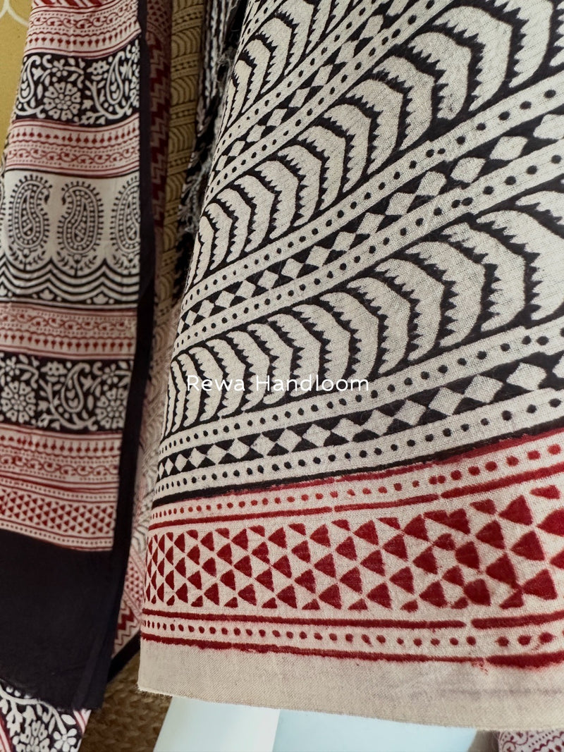 Black-White Bagh Print Cotton Suit BCSP099