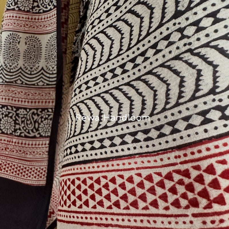 Black-White Bagh Print Cotton Suit BCSP099