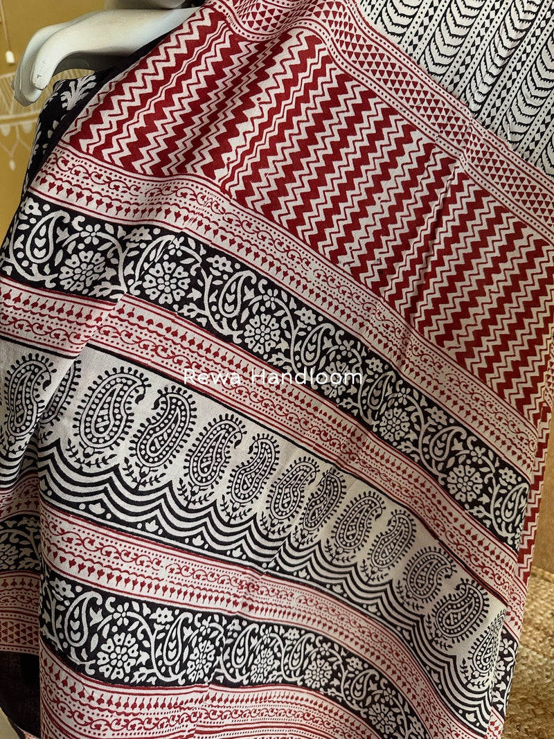Black-White Bagh Print Cotton Suit BCSP099