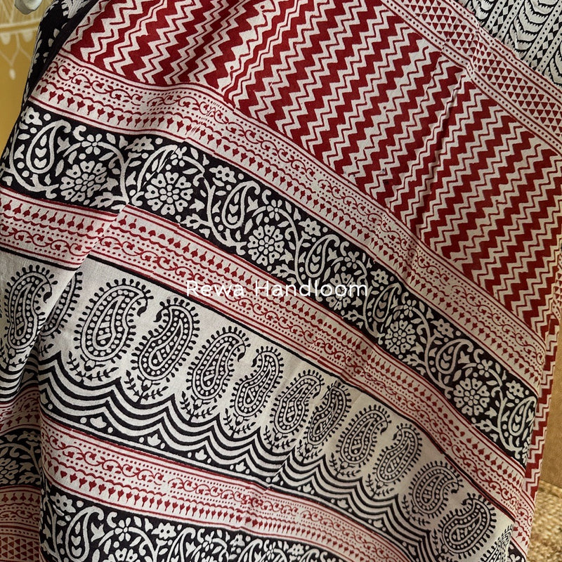 Black-White Bagh Print Cotton Suit BCSP099