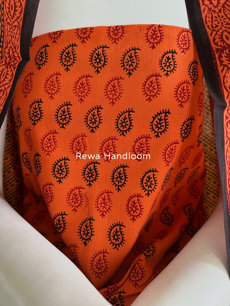 Orange Bagh Print Cotton Suit BCSP0108