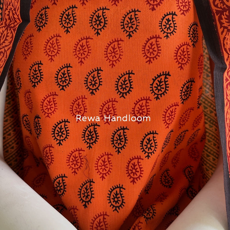 Orange Bagh Print Cotton Suit BCSP0108
