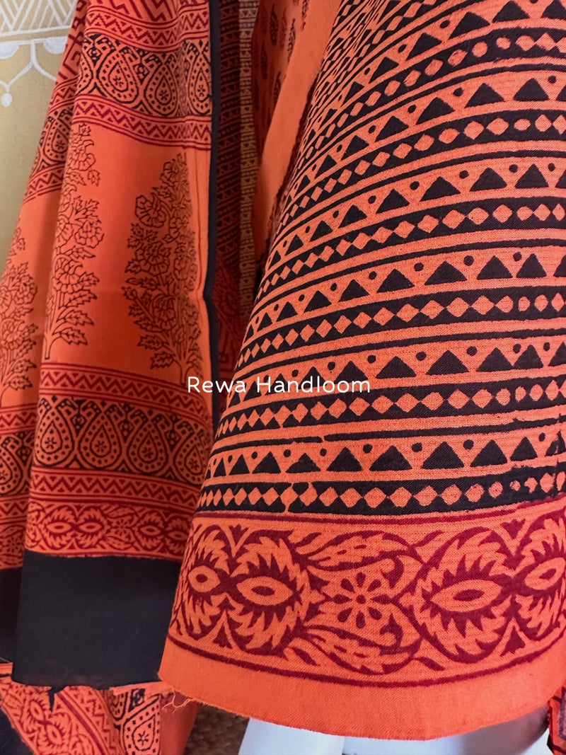 Orange Bagh Print Cotton Suit BCSP0108