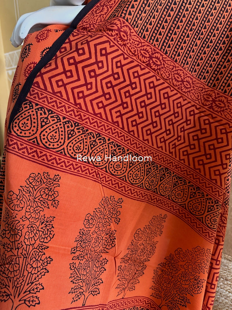 Orange Bagh Print Cotton Suit BCSP0108