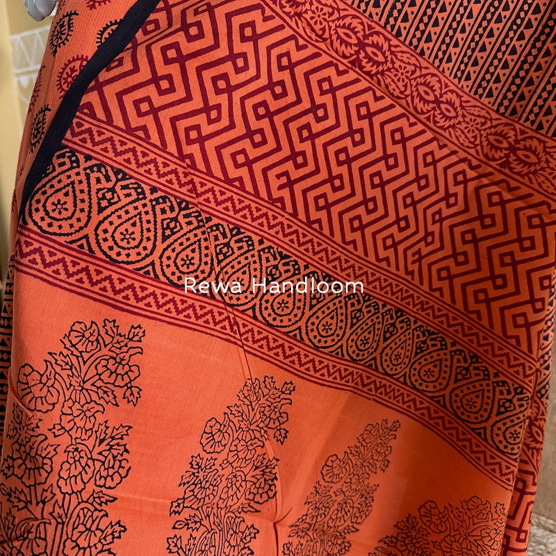 Orange Bagh Print Cotton Suit BCSP0108