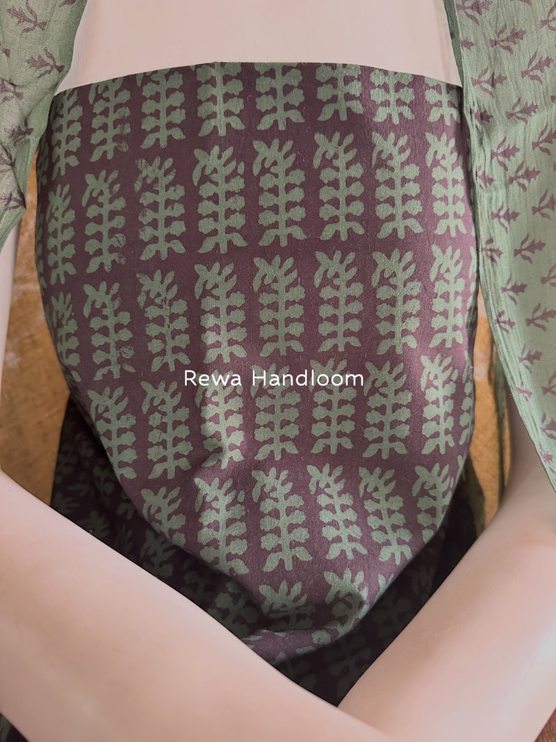 Black-Green Bagh Print Cotton Suit BCS0014