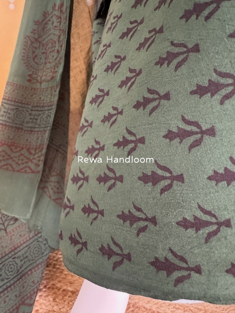Black-Green Bagh Print Cotton Suit BCS0014