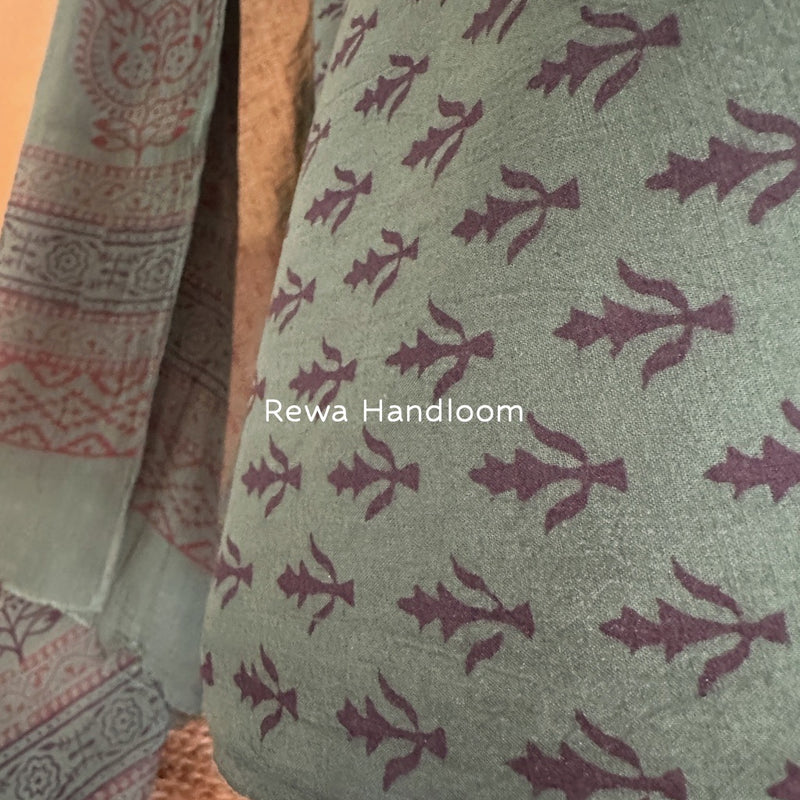 Black-Green Bagh Print Cotton Suit BCS0014