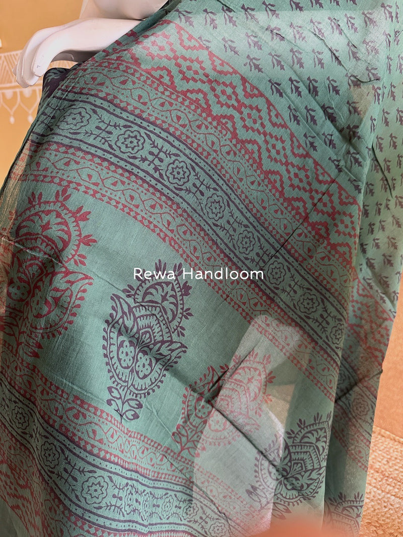 Black-Green Bagh Print Cotton Suit BCS0014