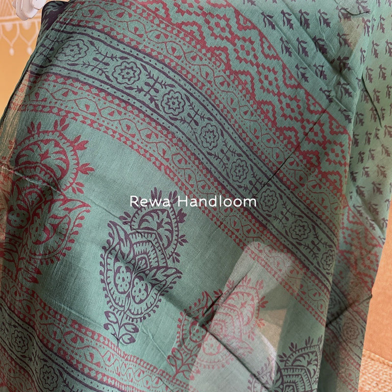 Black-Green Bagh Print Cotton Suit BCS0014