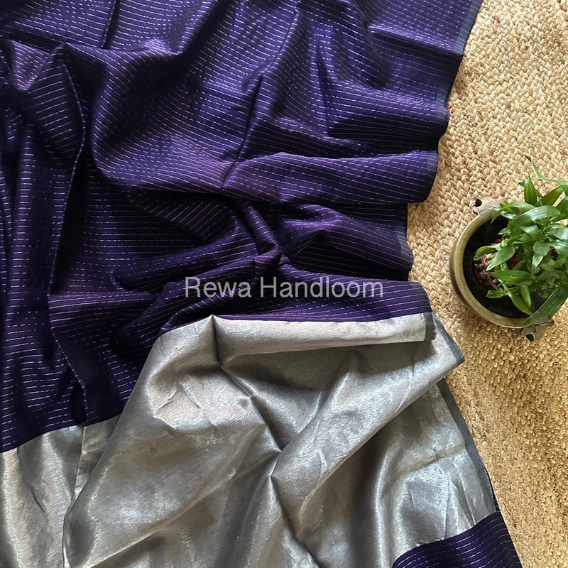 Maheshwari Silver Tissue Lining Saree