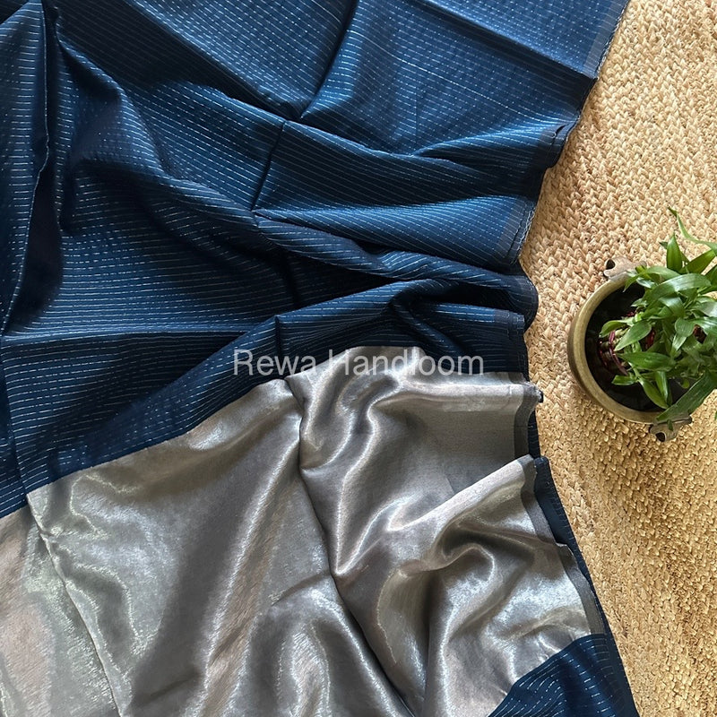 Maheshwari Silver Tissue Lining Saree