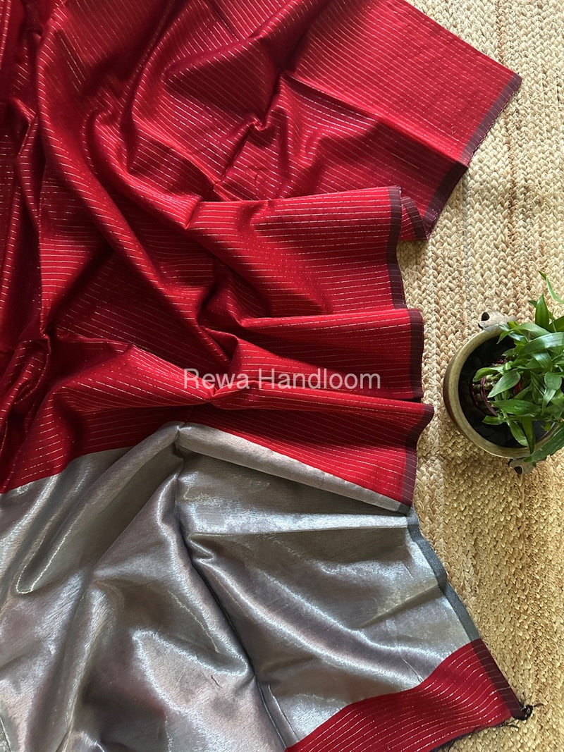 Maheshwari Silver Tissue Lining Saree