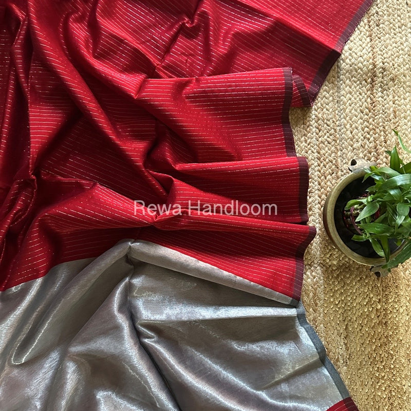 Maheshwari Silver Tissue Lining Saree