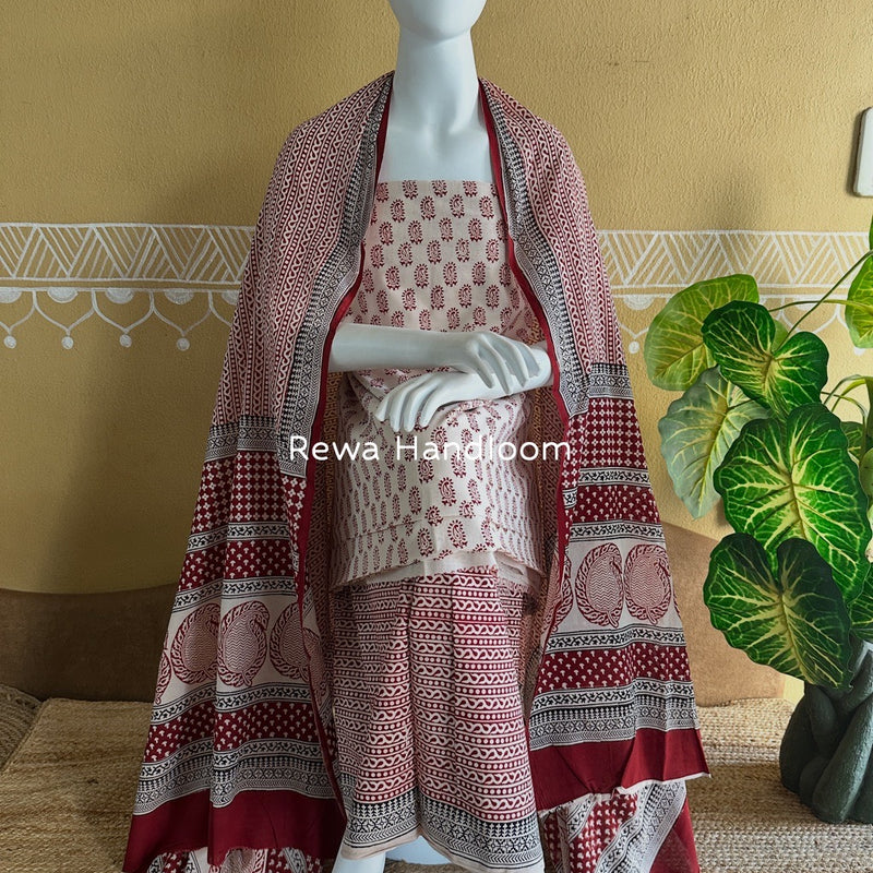 Bagh Print Cotton Suit 
