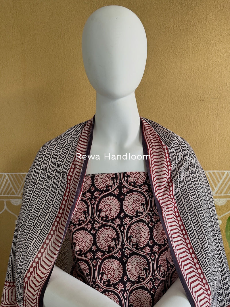 Black Bagh Print Cotton Suit BGCSJ097