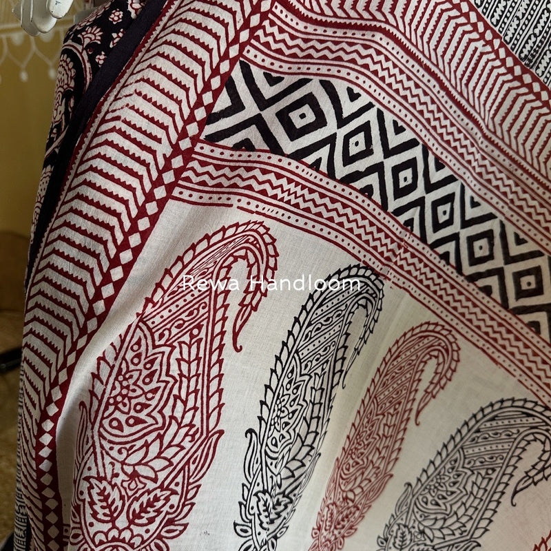 Black Bagh Print Cotton Suit BGCSJ097