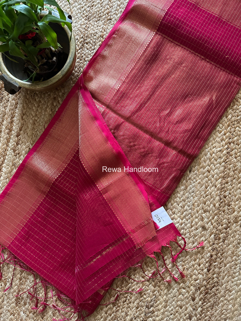 Maheshwari Rani Pink Zari Checks Saree ZCHX479