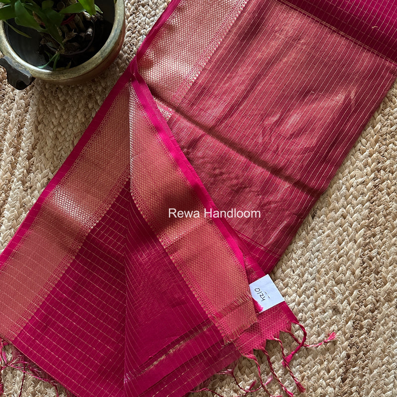 Maheshwari Rani Pink Zari Checks Saree ZCHX479