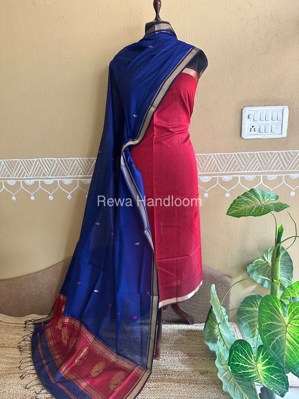 Maheshwari Peacock Buta-Buti Top-Dupatta Set