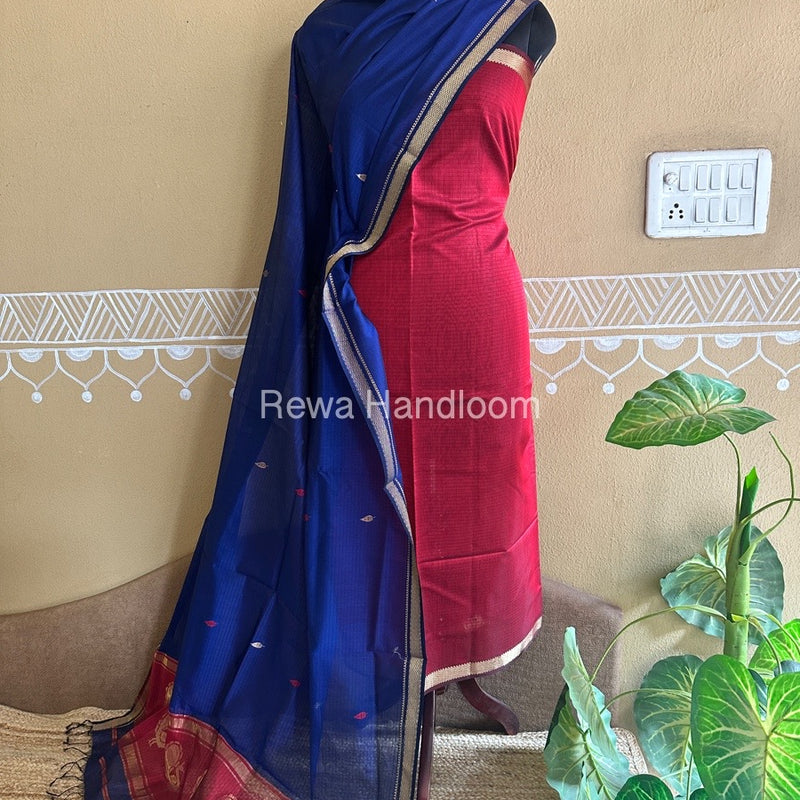 Maheshwari Peacock Buta-Buti Top-Dupatta Set