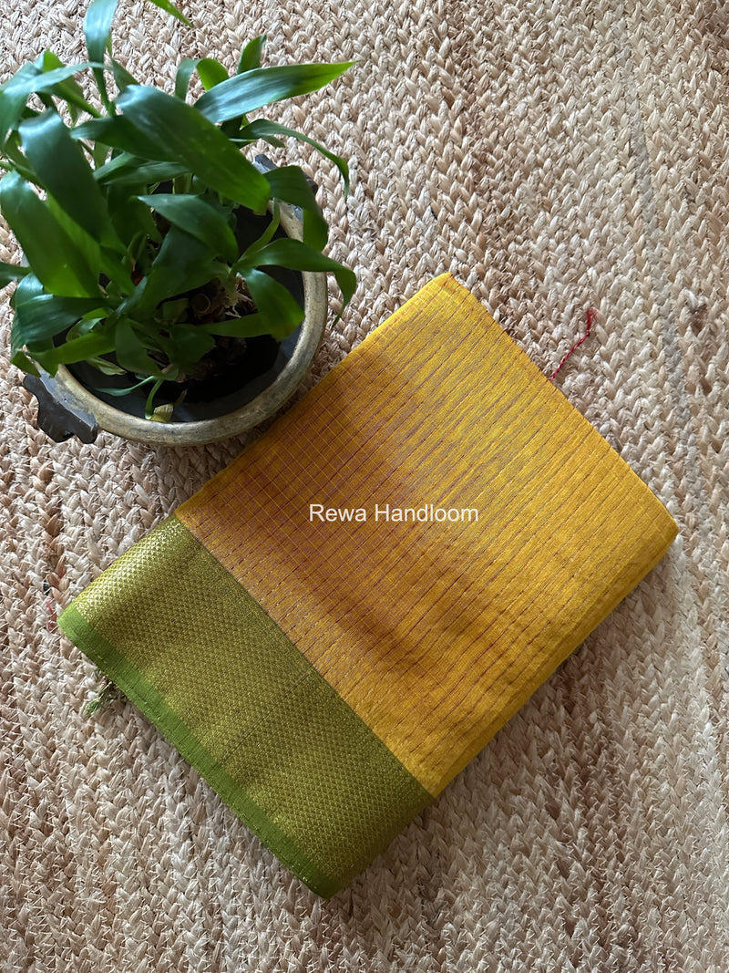 Maheshwari Yellow Zari Checks Saree ZCHX474