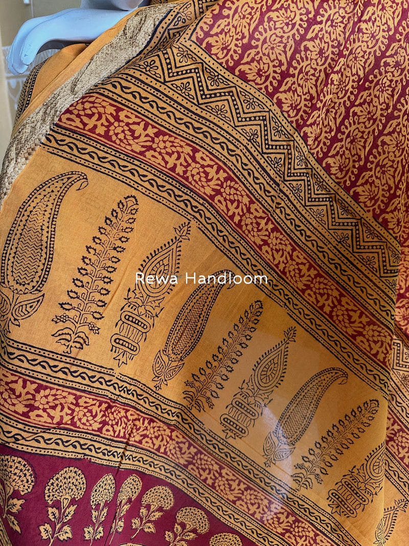 Orange-Maroon Bagh Print Cotton Suit BGCSJ096