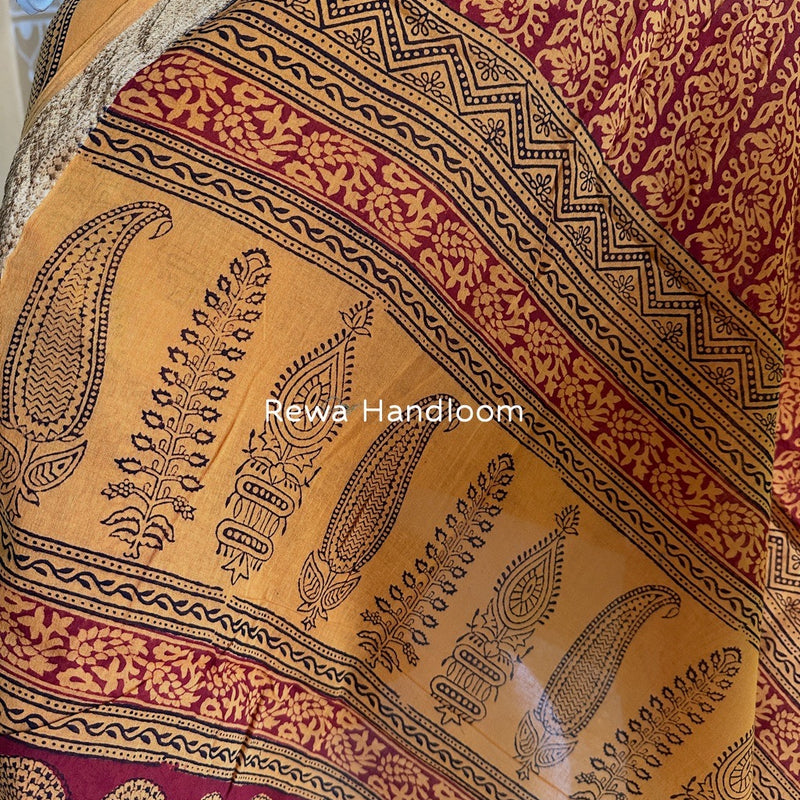 Orange-Maroon Bagh Print Cotton Suit BGCSJ096