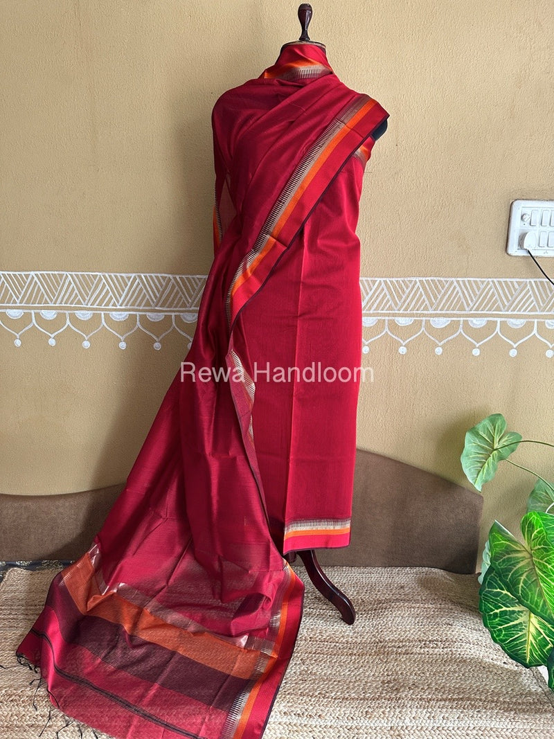 Maheshwari Red Multicolour Dress Material RTP050