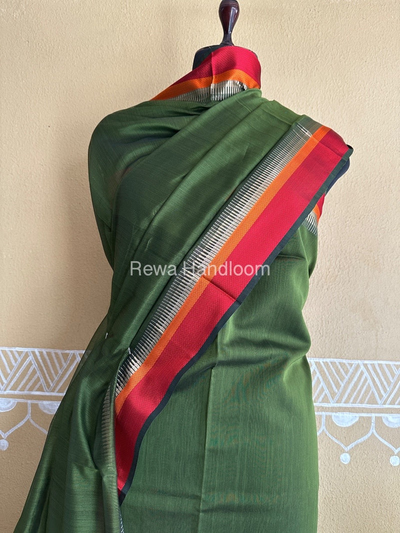 Maheshwari Mehendi Green Multicolour Dress Material RTP049