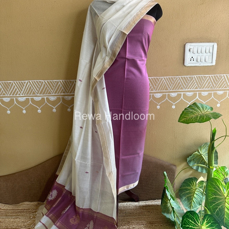 Maheshwari Peacock Buta-Buti Top-Dupatta Set