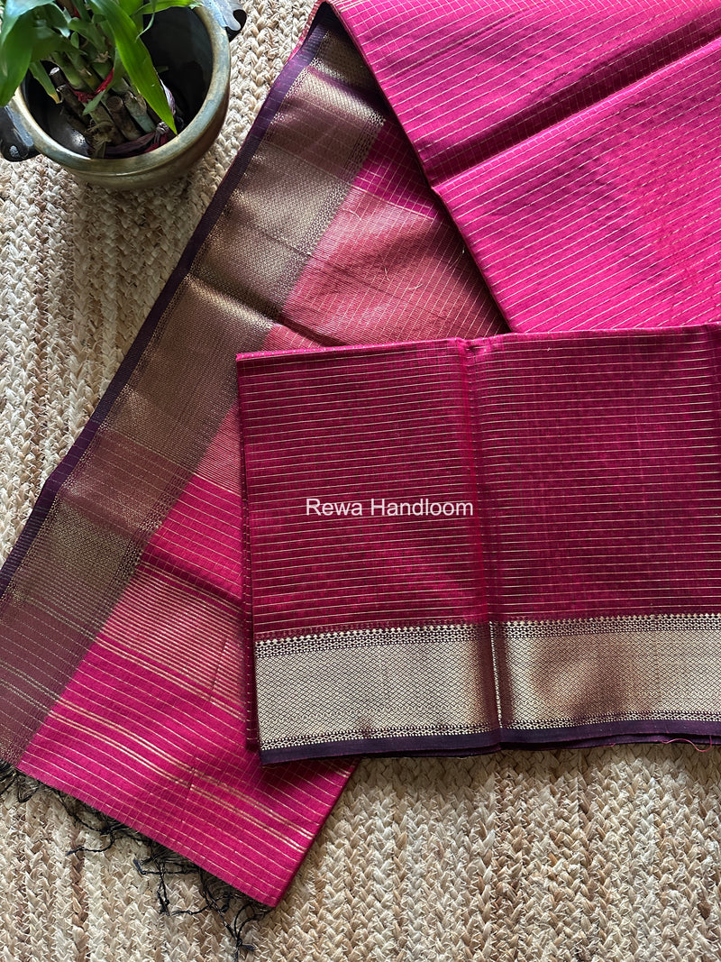 Maheshwari Rani Pink Zari Checks Saree ZCHX472