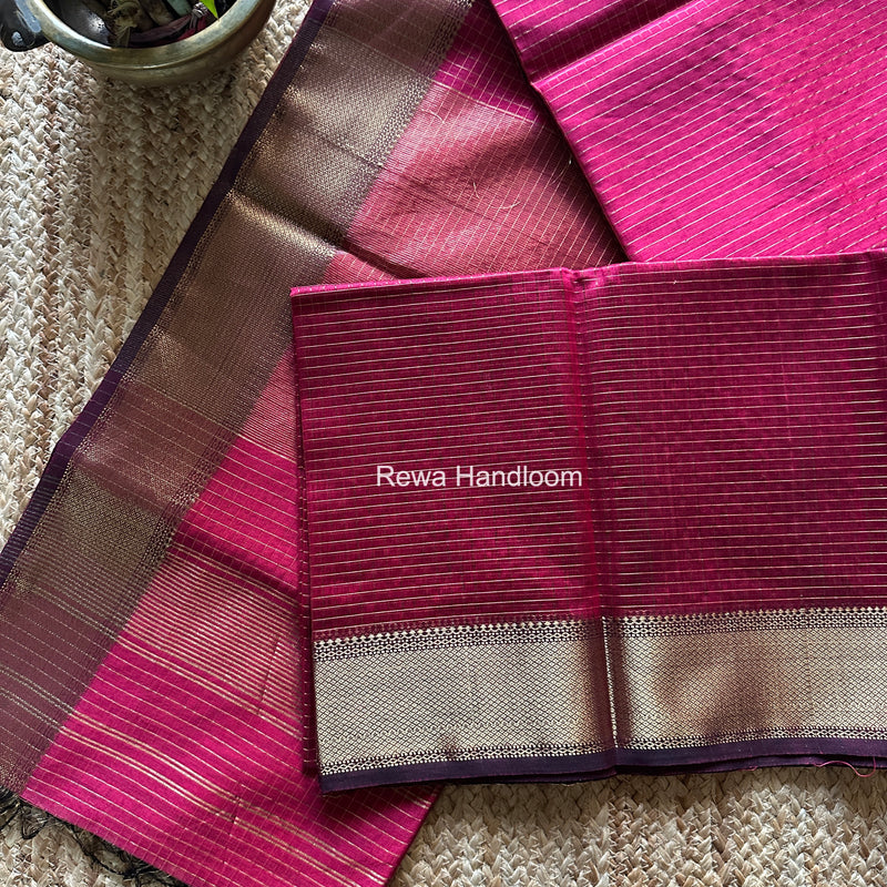 Maheshwari Rani Pink Zari Checks Saree ZCHX472